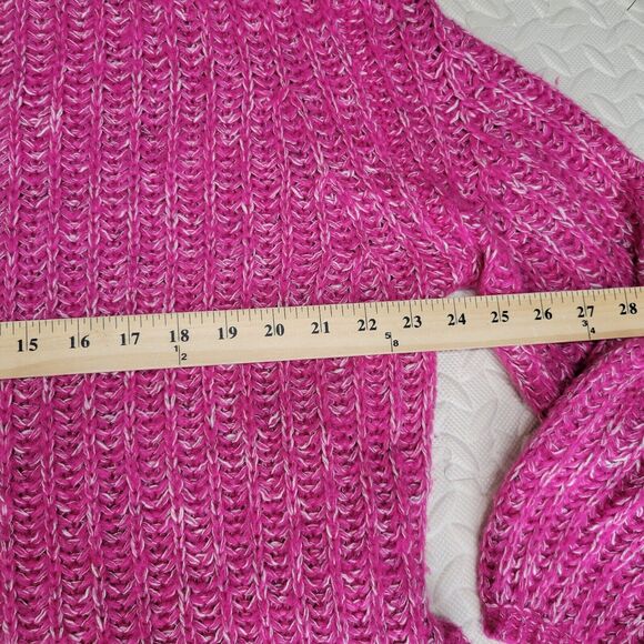Anthropologie Pilcro Textured Tunic Sweater Size Small Oversized Pink White - Picture 7 of 11